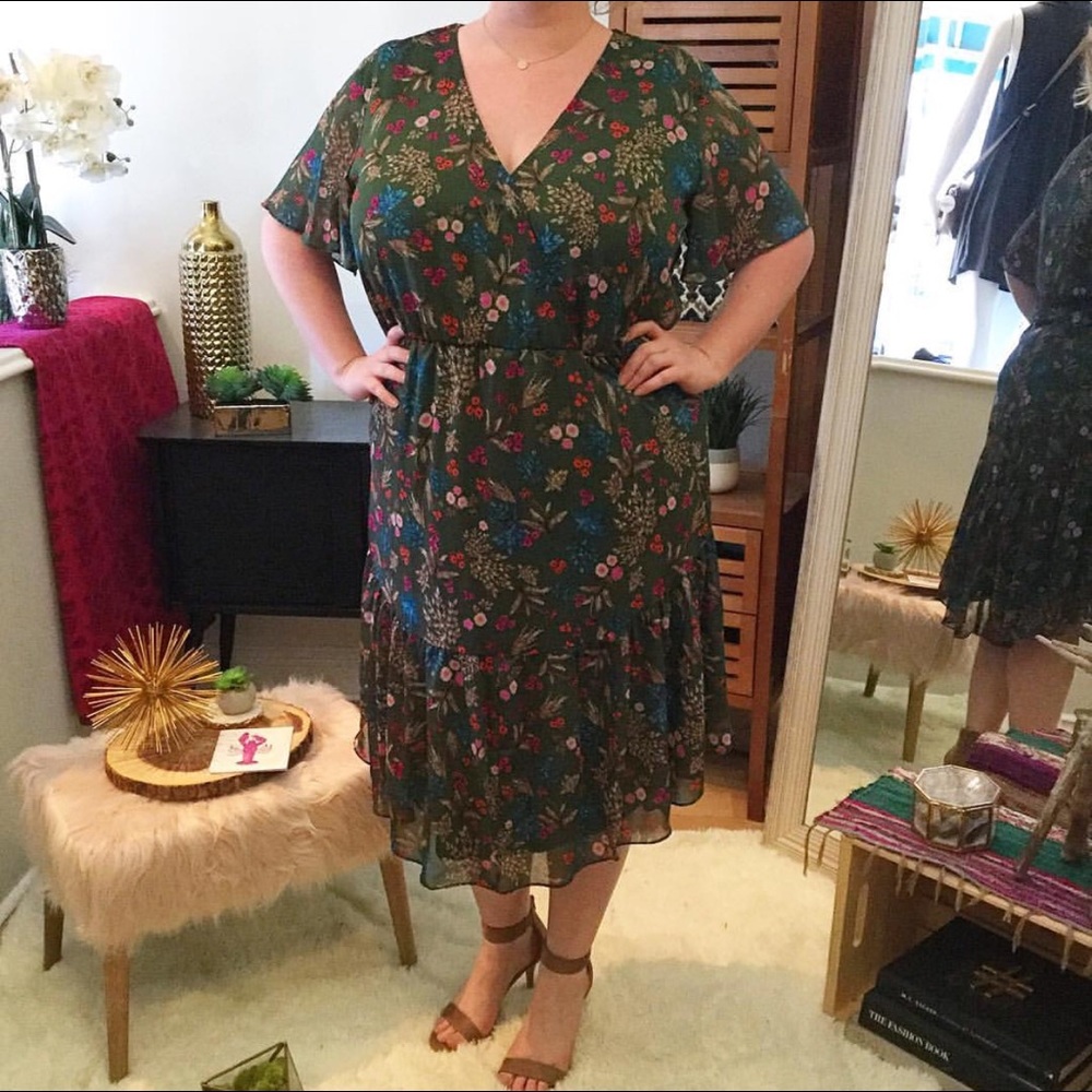 NWT Floral Midi Wrap Dress